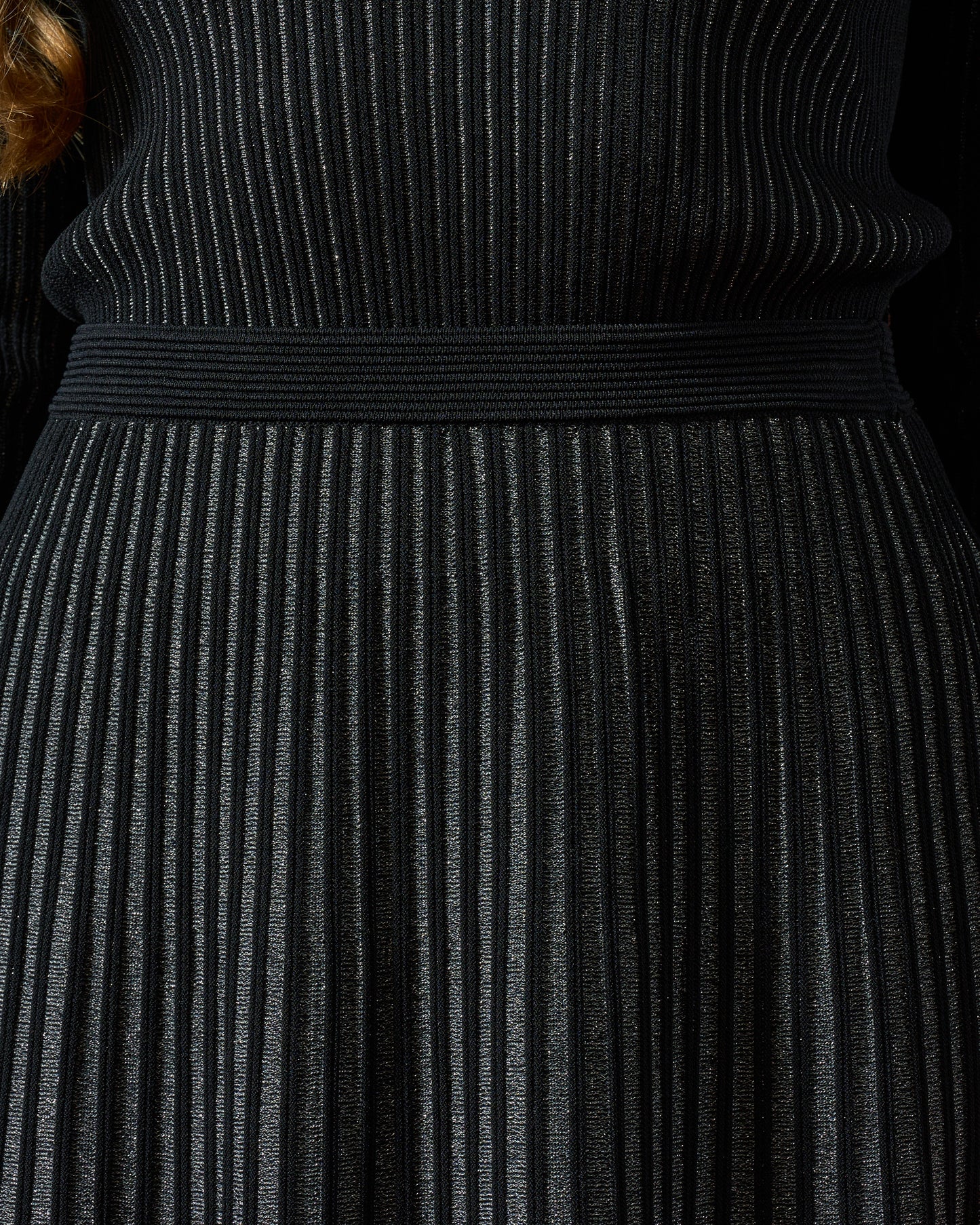 Midnight Shimmer Pleated Midi Skirt