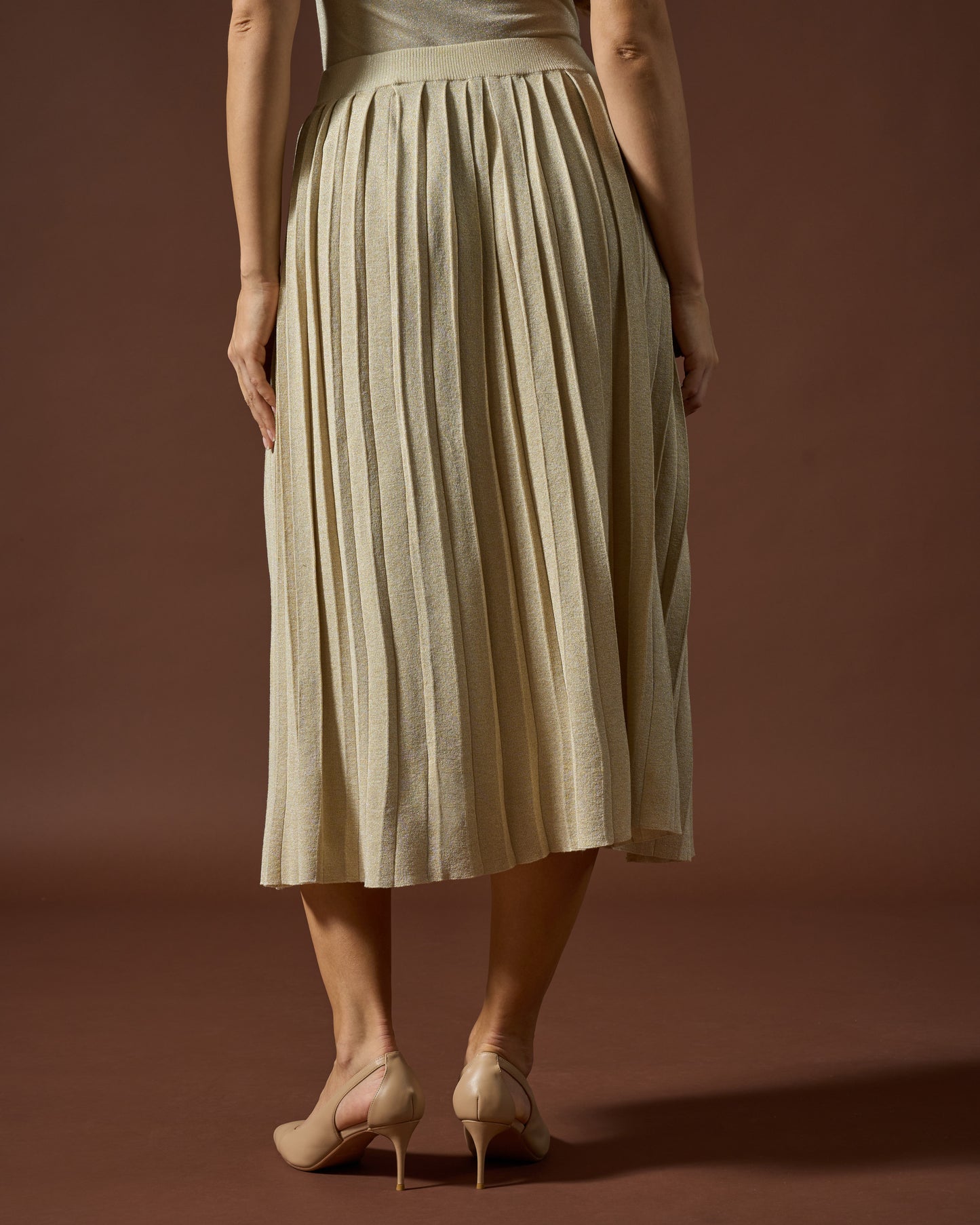 Golden Luxe Pleated Skirt