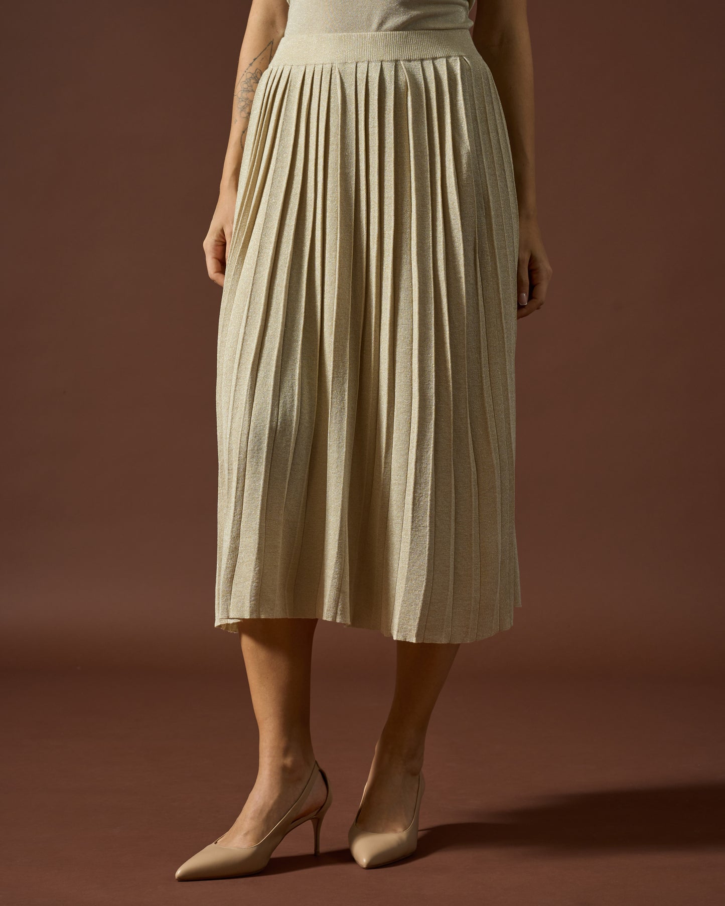 Golden Luxe Pleated Skirt