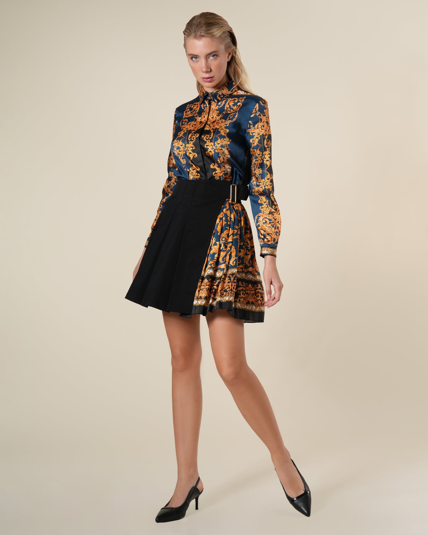 Baroque Contrast Mini Skirt