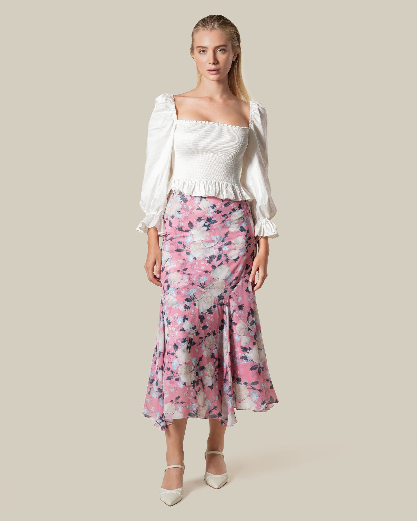 Floral Print Midi Skirt
