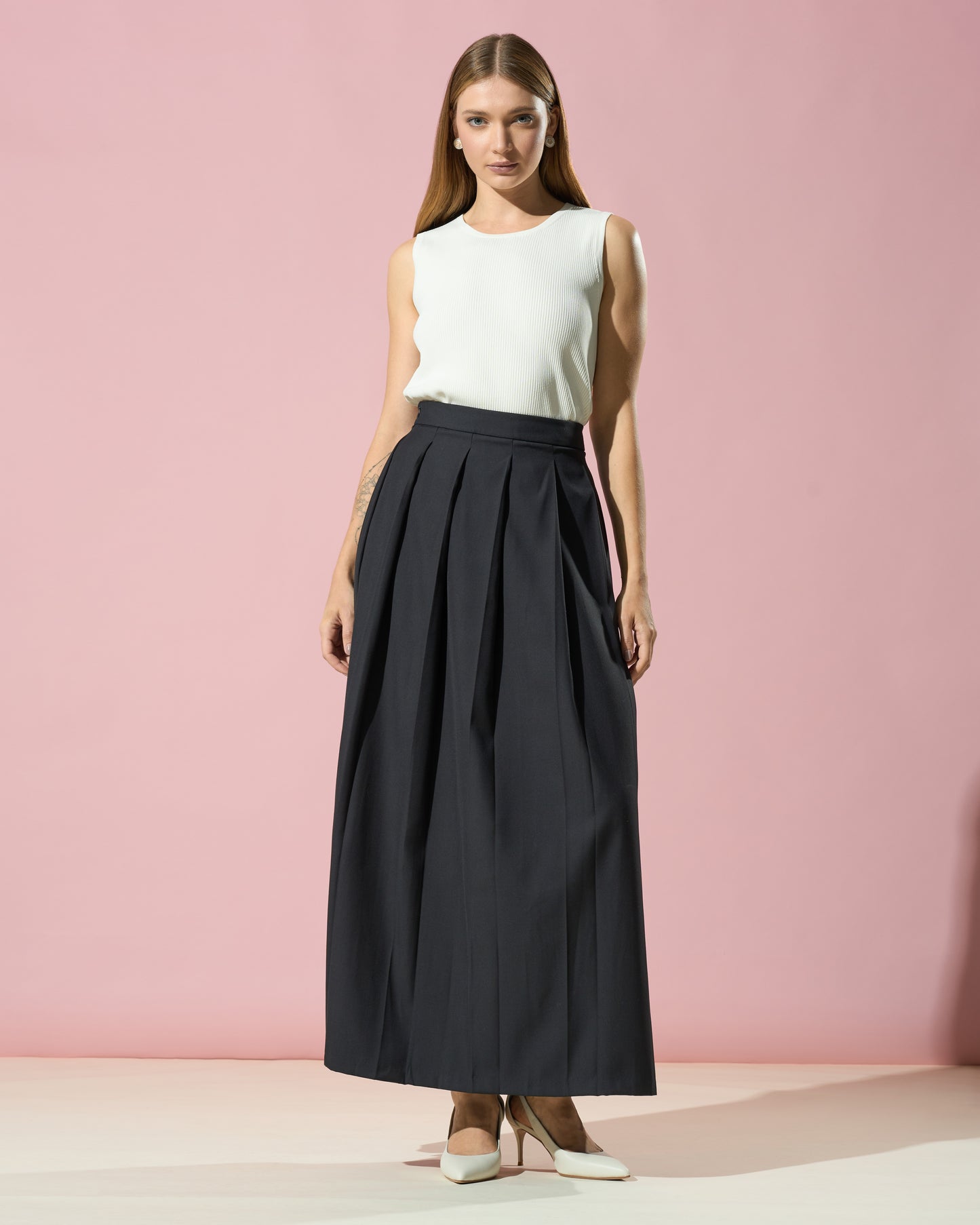 Midnight Pleat Flow Skirt