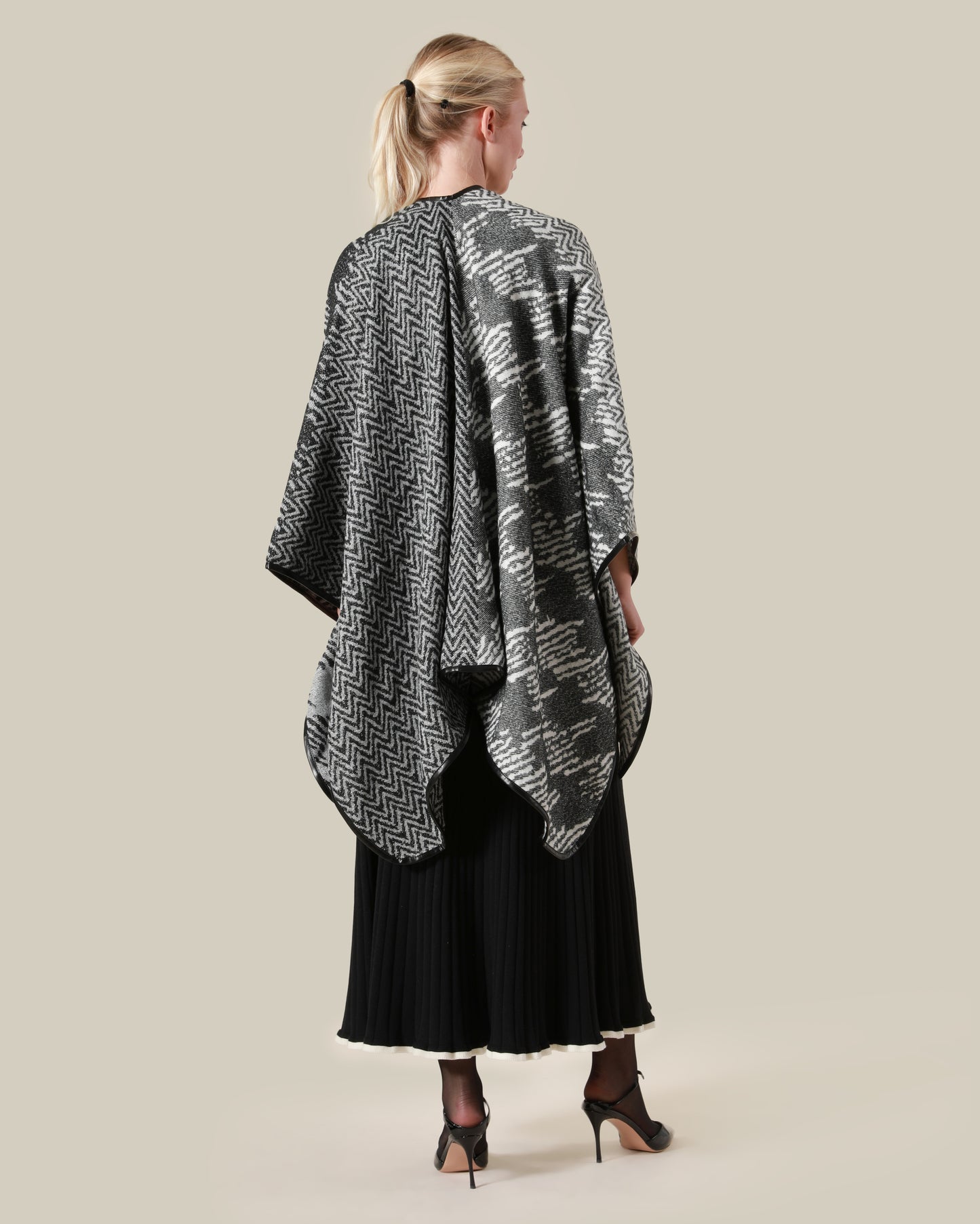 Contrast Panelled Poncho