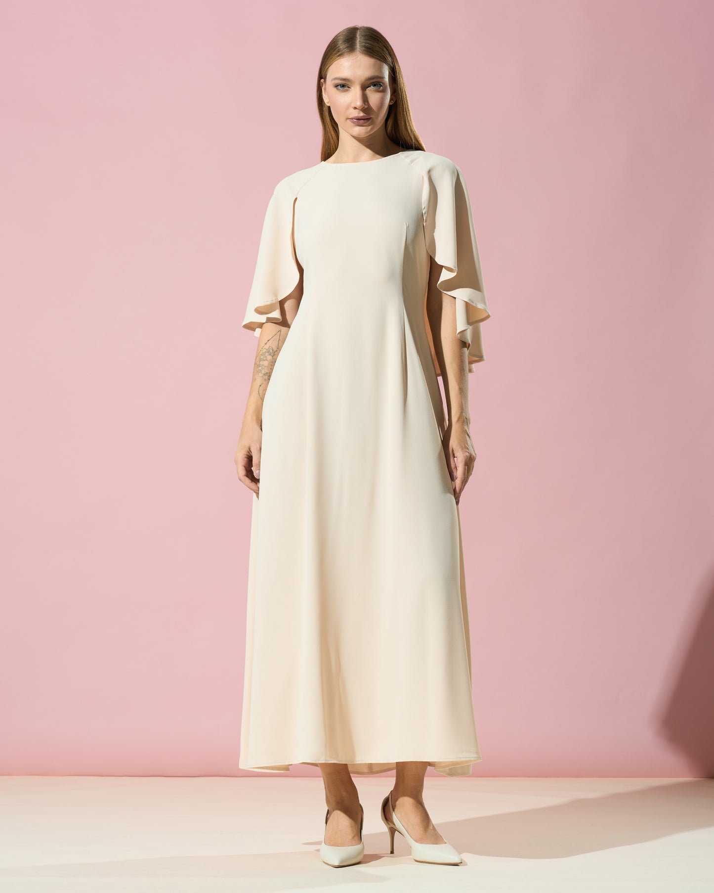 Khaki Cape-Style Dress