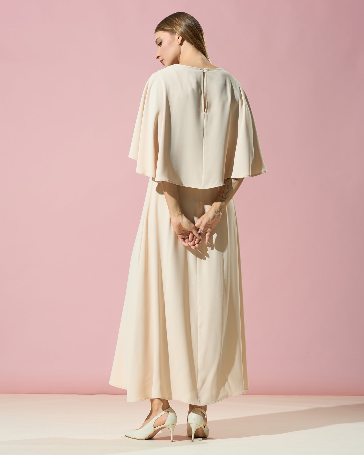 Khaki Cape-Style Dress