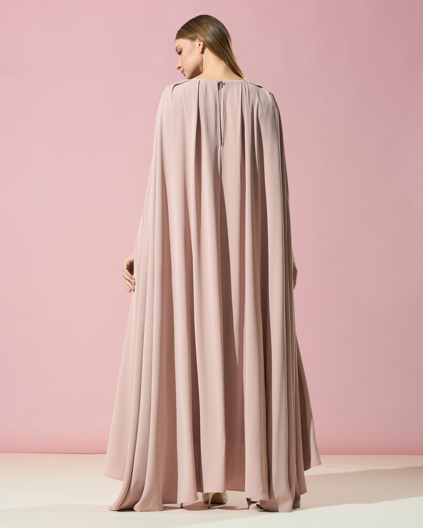 Blush Flow Cape Kaftan Dress