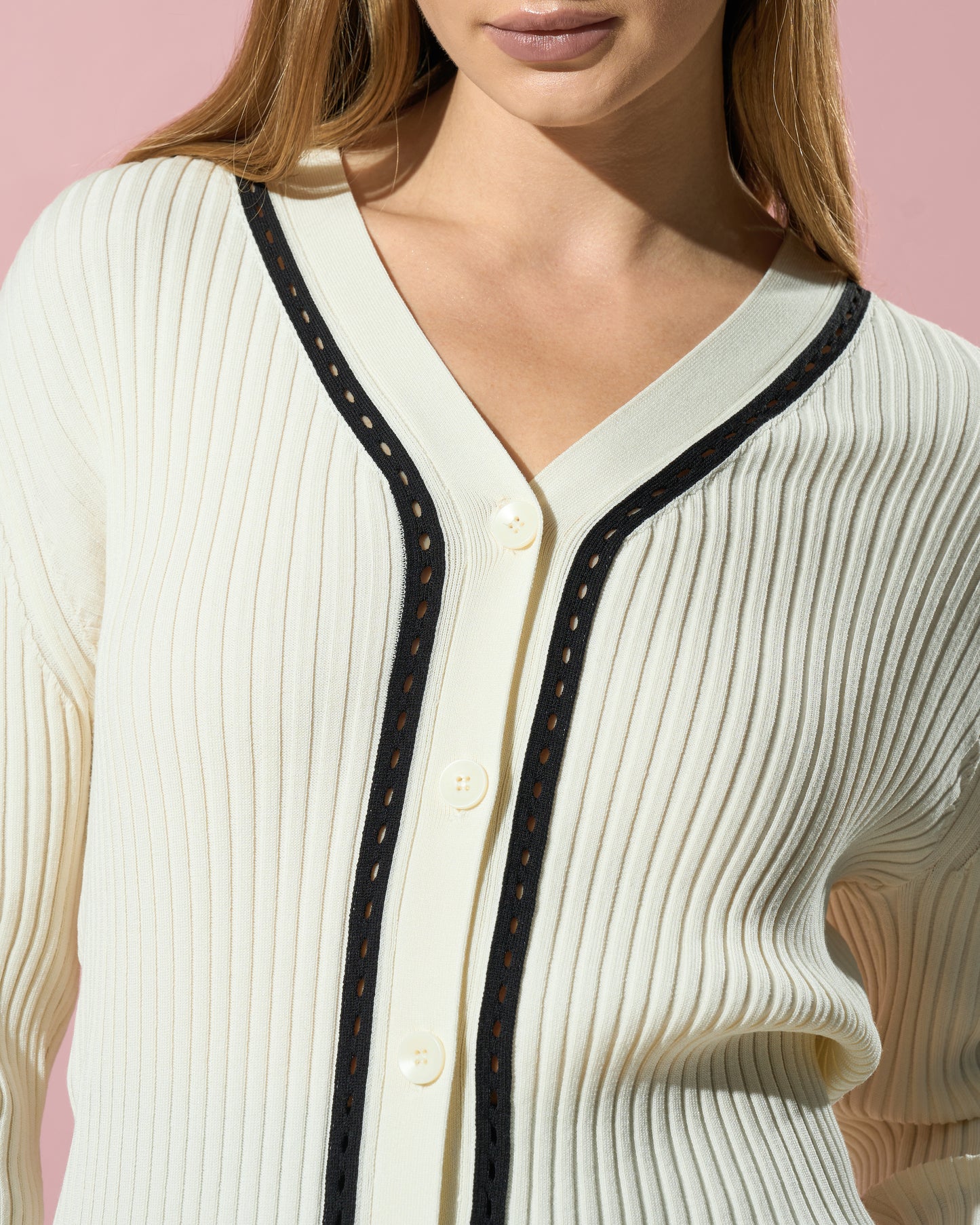 Ribbed Button-Down Cardigan