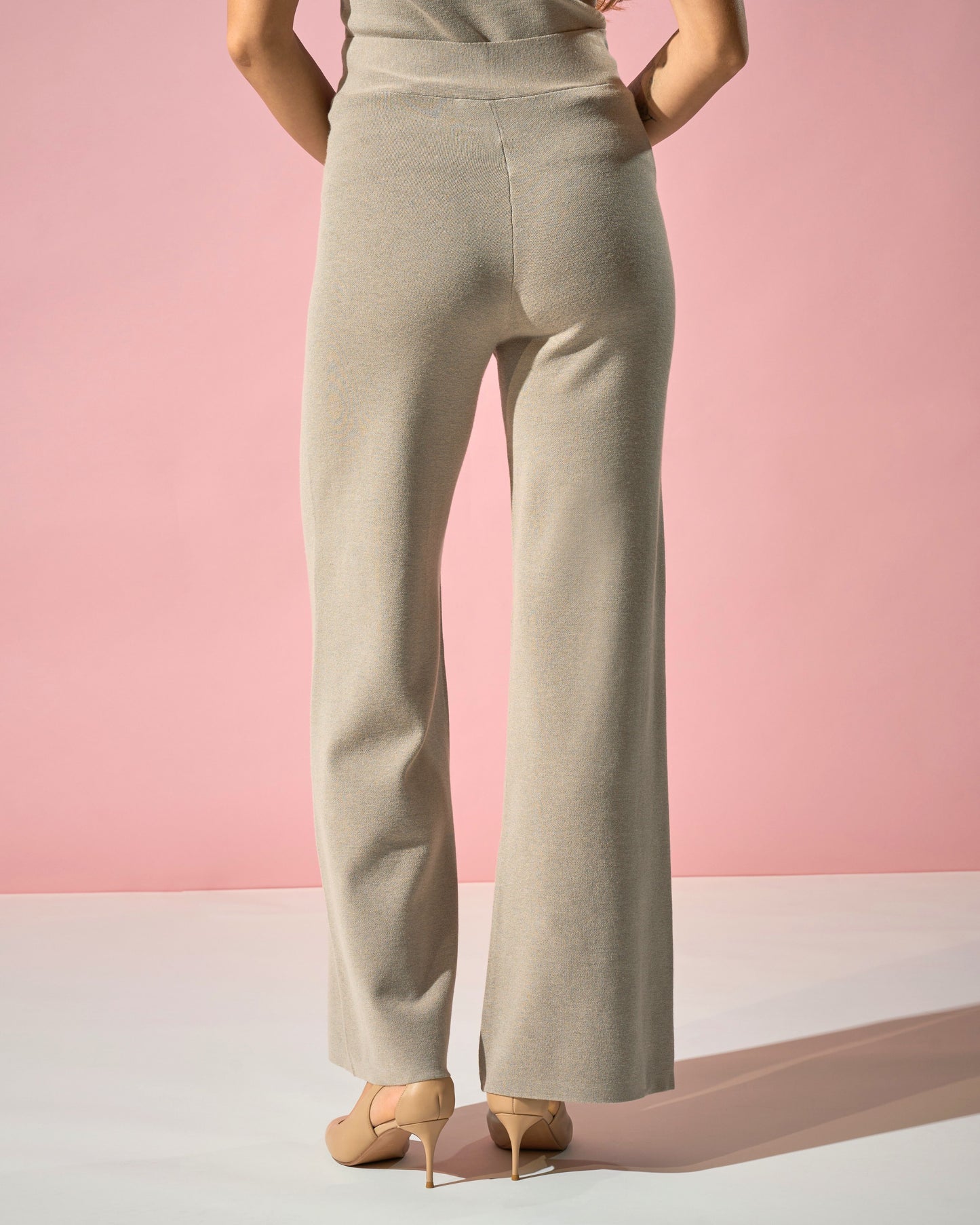 Sand-Toned Knit Trousers