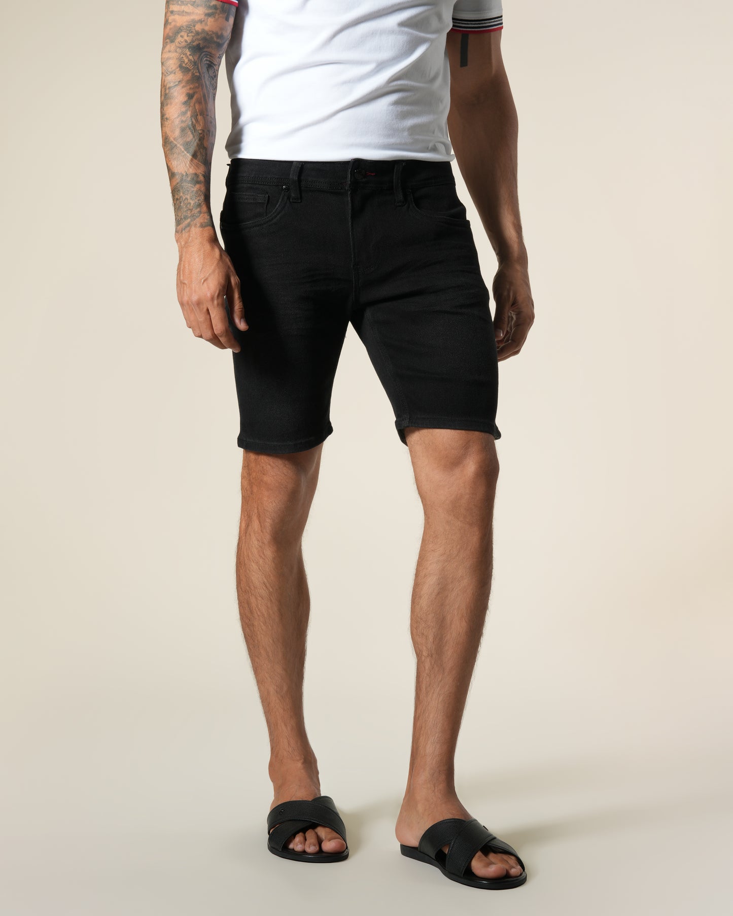 Leather Patch Denim Bermuda Shorts