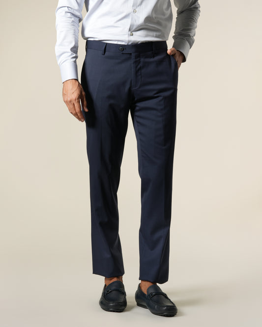 Slim Fit Striped Navy Blue Tailored Pants
