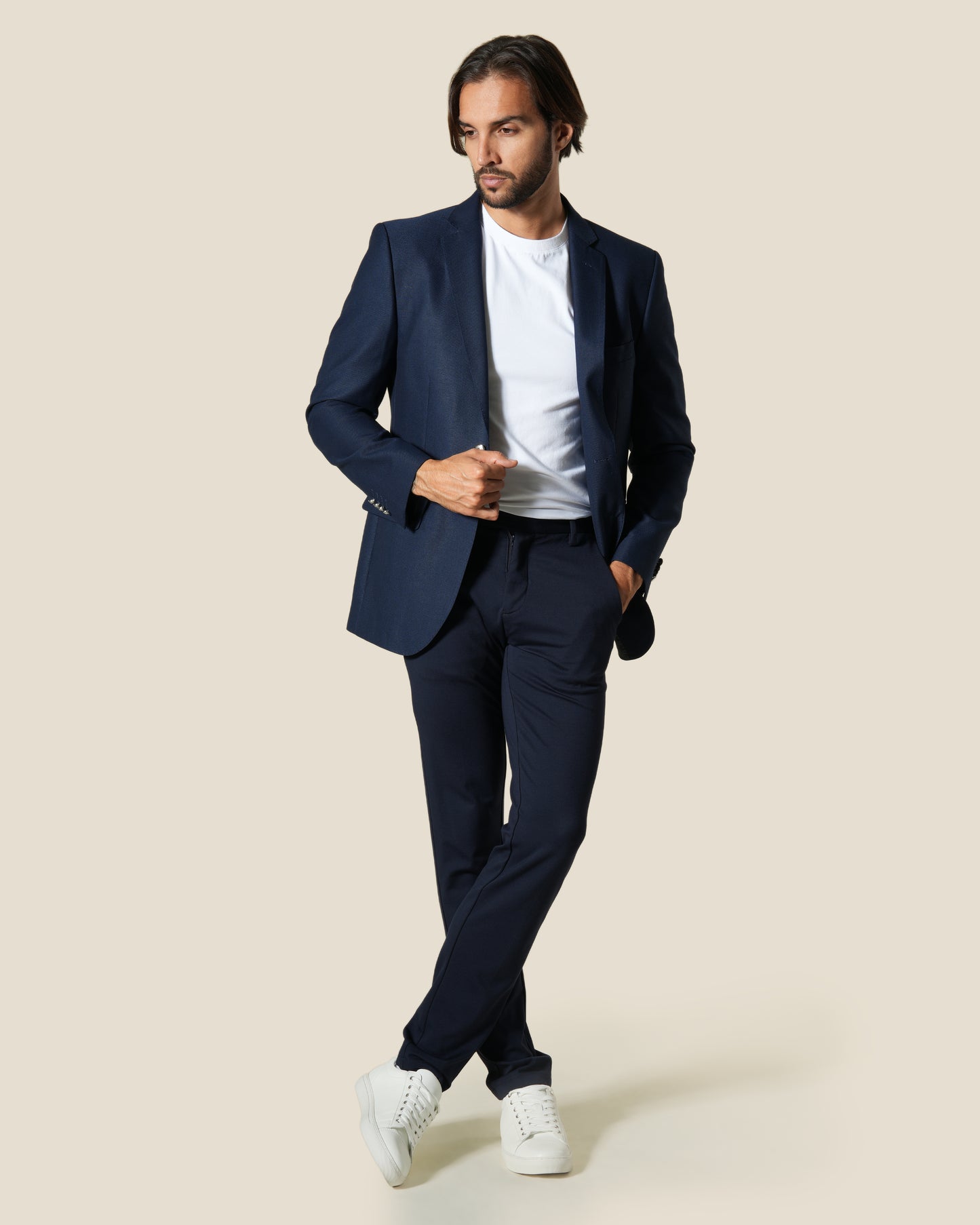 Textured Single Breasted Suit Jacket