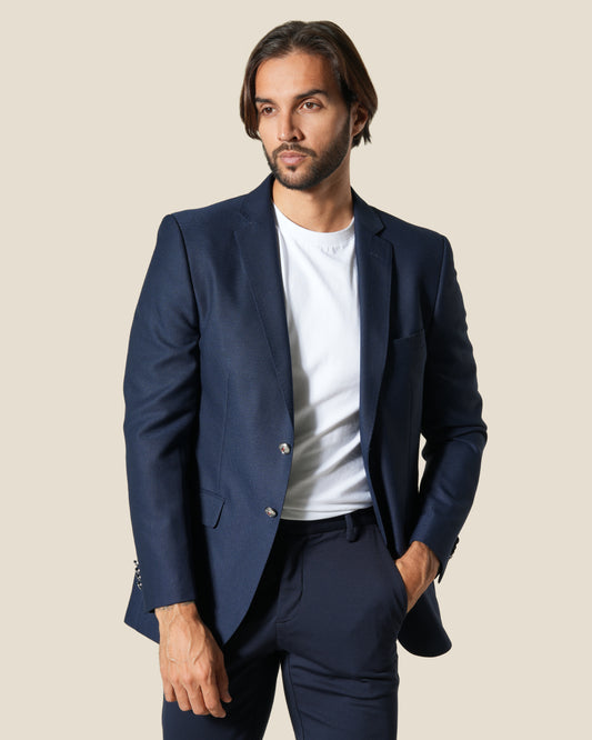 Textured Single Breasted Suit Jacket