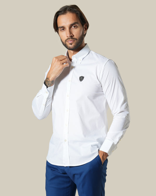 Leather Patch Long Sleeve Shirt
