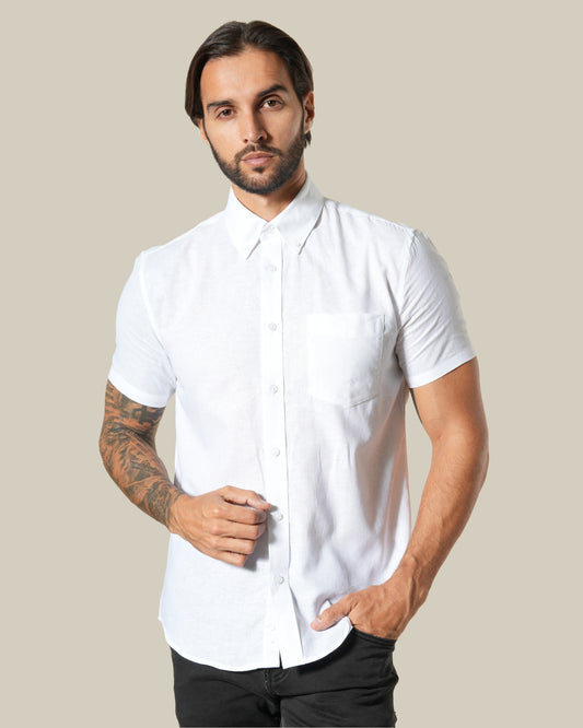 Plain Linen Short Sleeve Shirt