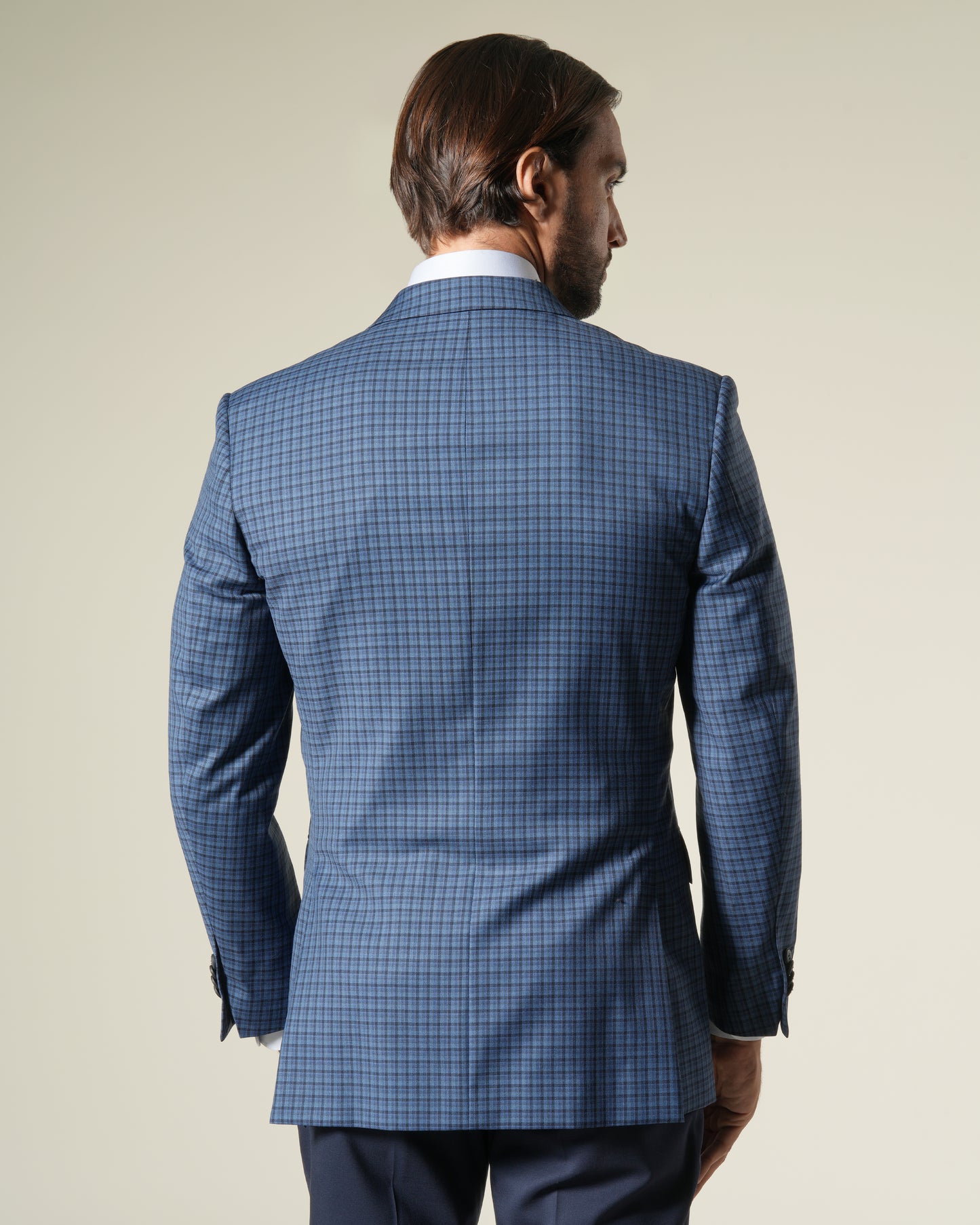 Checked Double-Breasted Suit Jacket