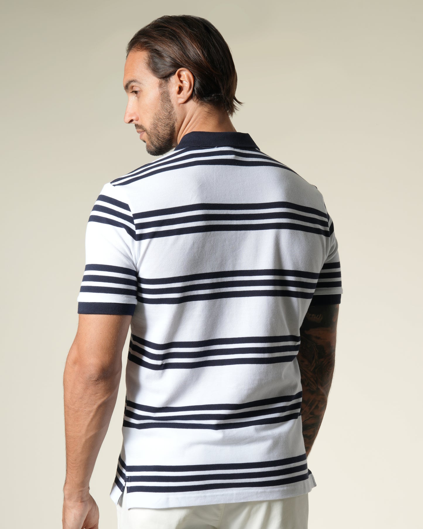 Striped Short Sleeve Cotton Polo Shirt