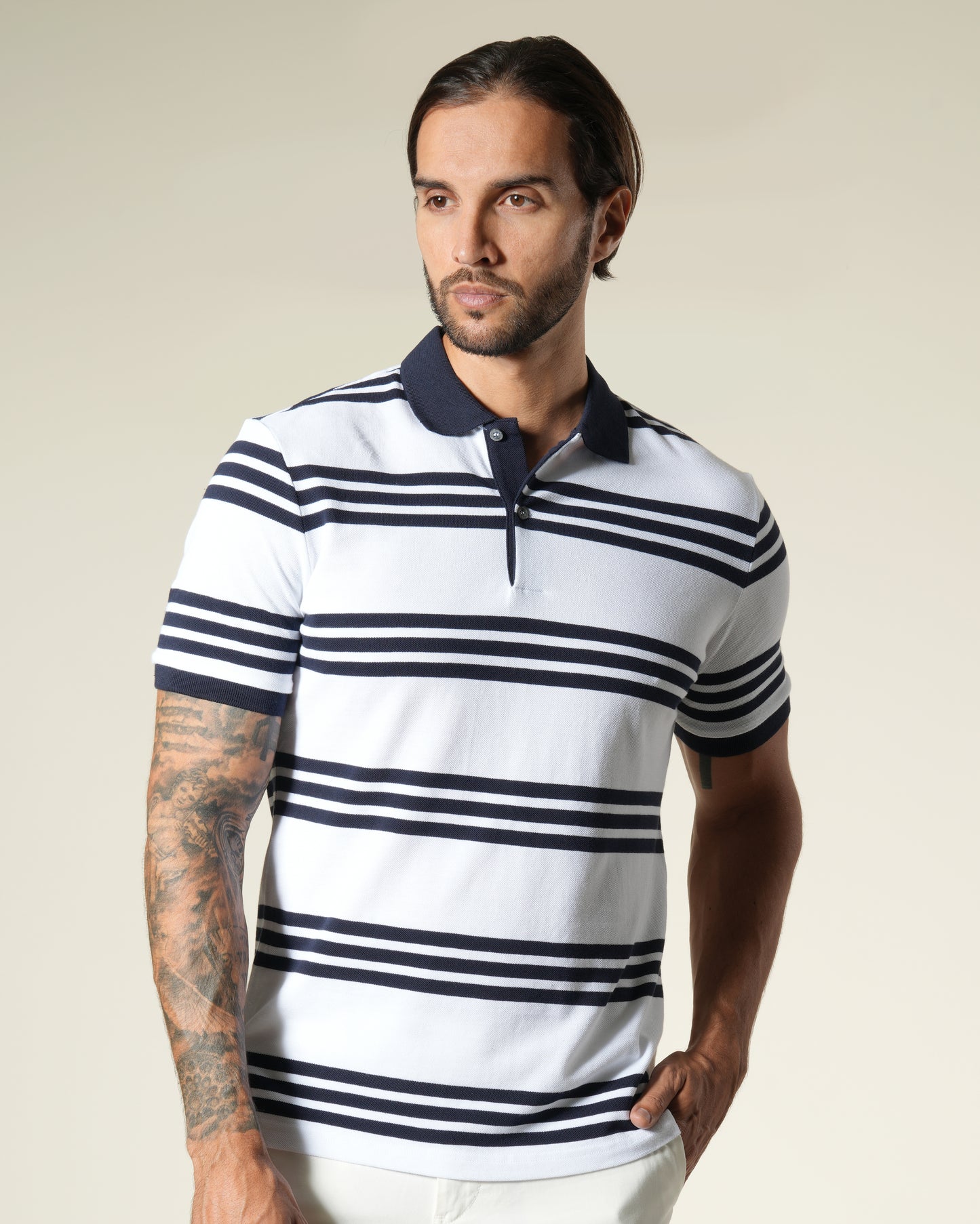 Striped Short Sleeve Cotton Polo Shirt