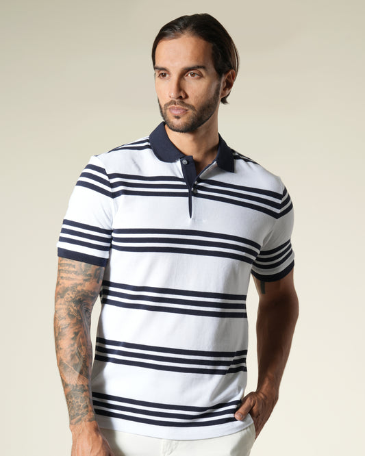 Striped Short Sleeve Cotton Polo Shirt