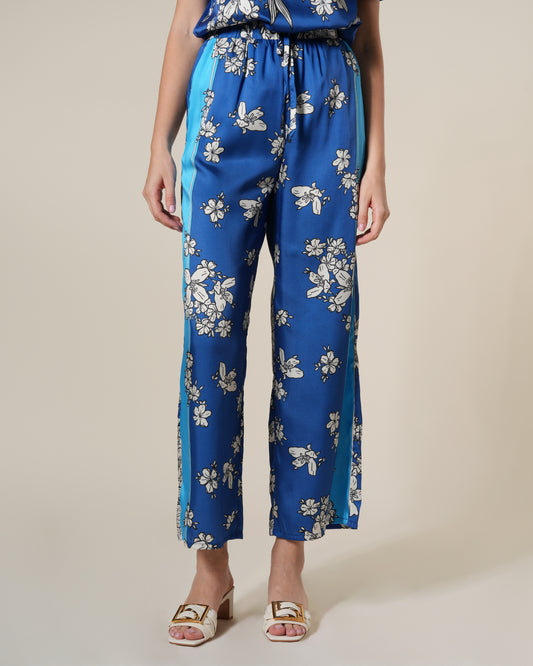Royal Floral Print Wide Leg Pants