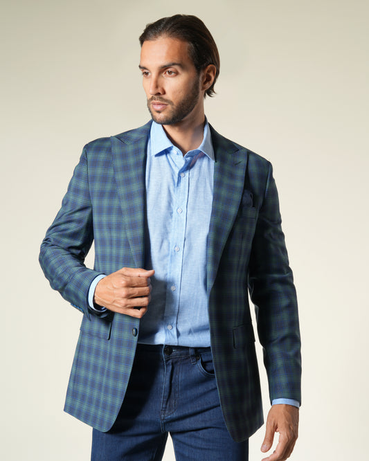 Checked Single Breasted Suit Jacket