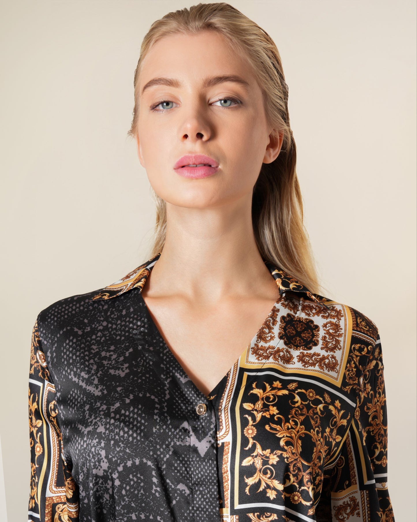 Snake and Baroque Print Mini Dress
