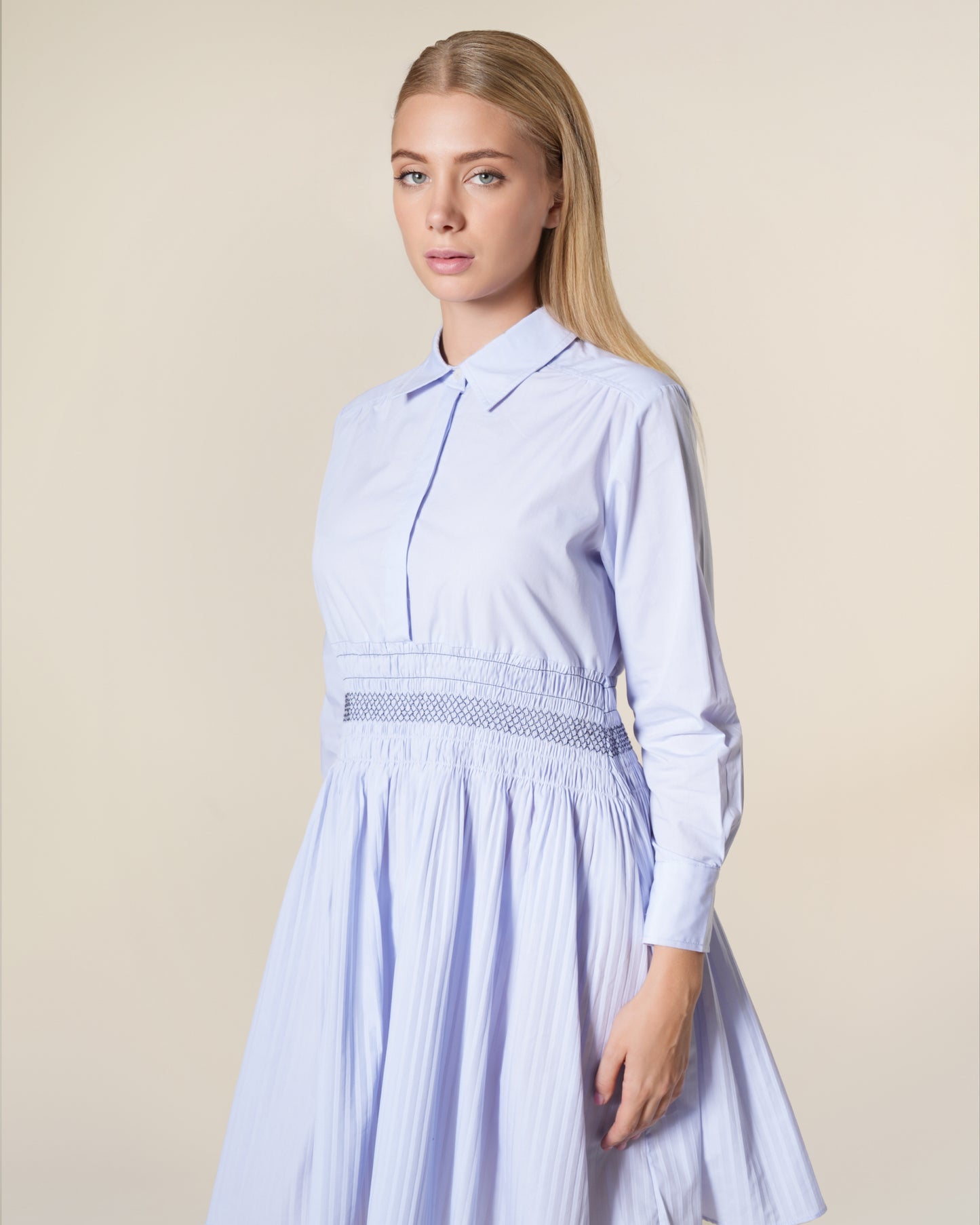 Striped Cotton Mini Shirt Dress