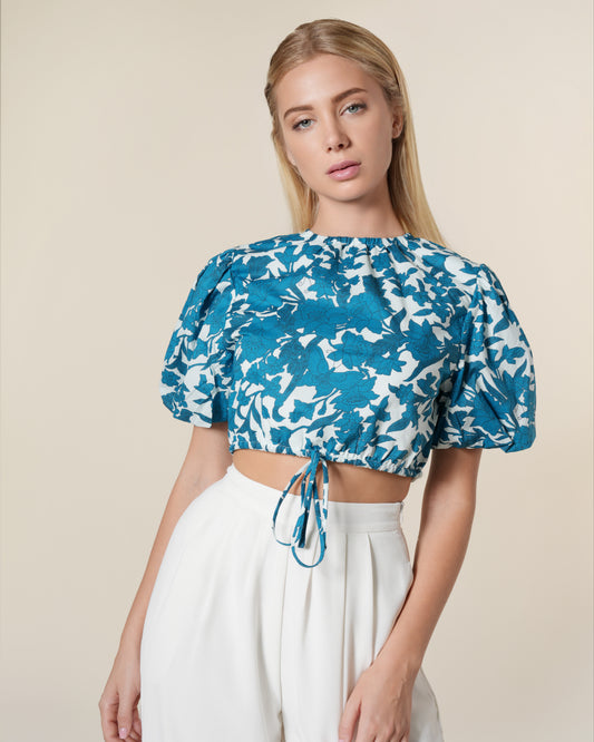 Floral Puff Sleeves Cotton Top