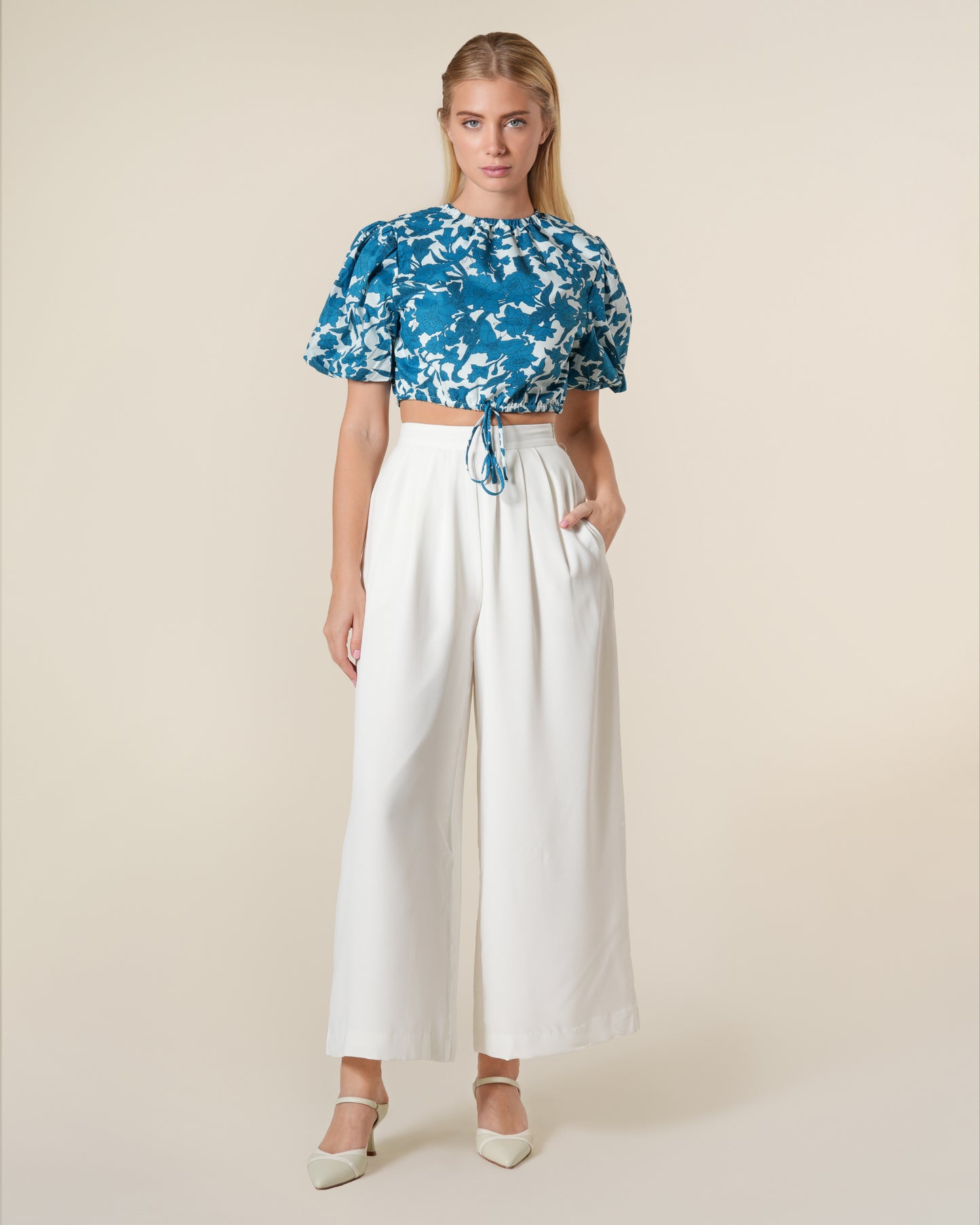 Floral Puff Sleeves Cotton Top