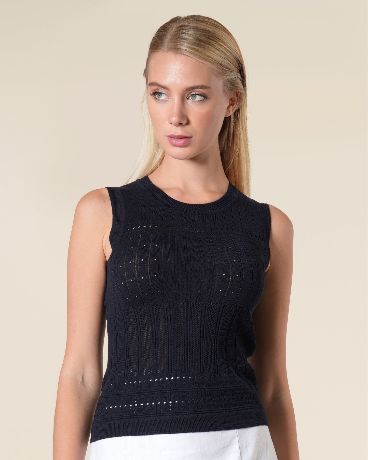 Sleeveless Pointelle Knit Top