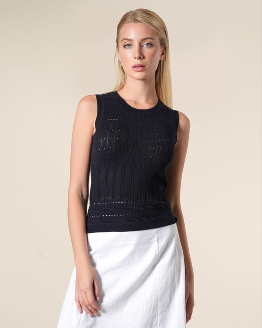 Sleeveless Pointelle Knit Top