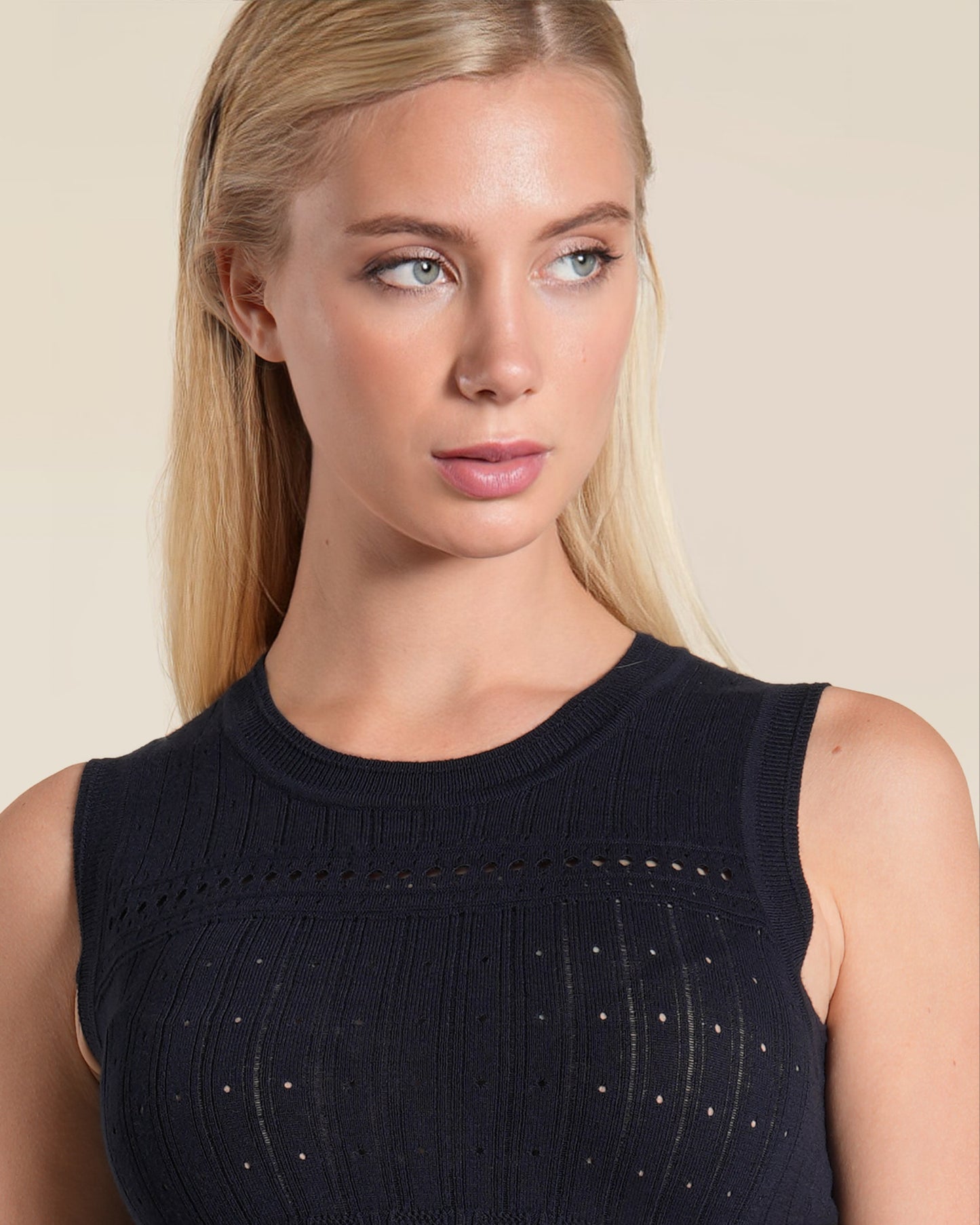 Sleeveless Pointelle Knit Top