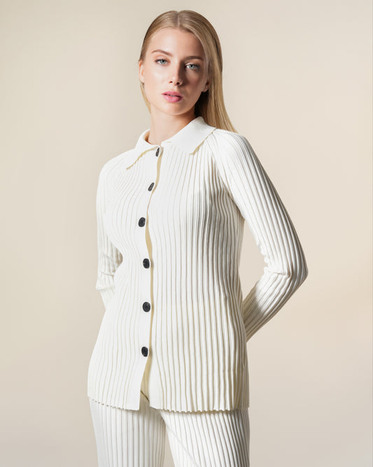 Rib-Knit Button Down Cardigan