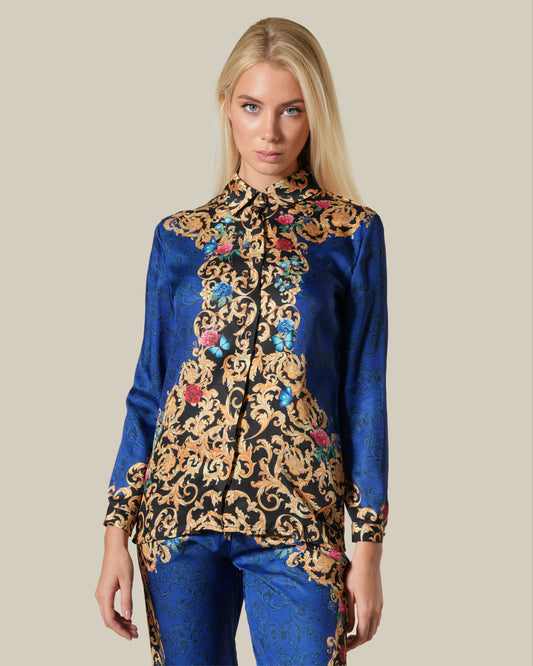 Baroque Floral Placement Printed shirt