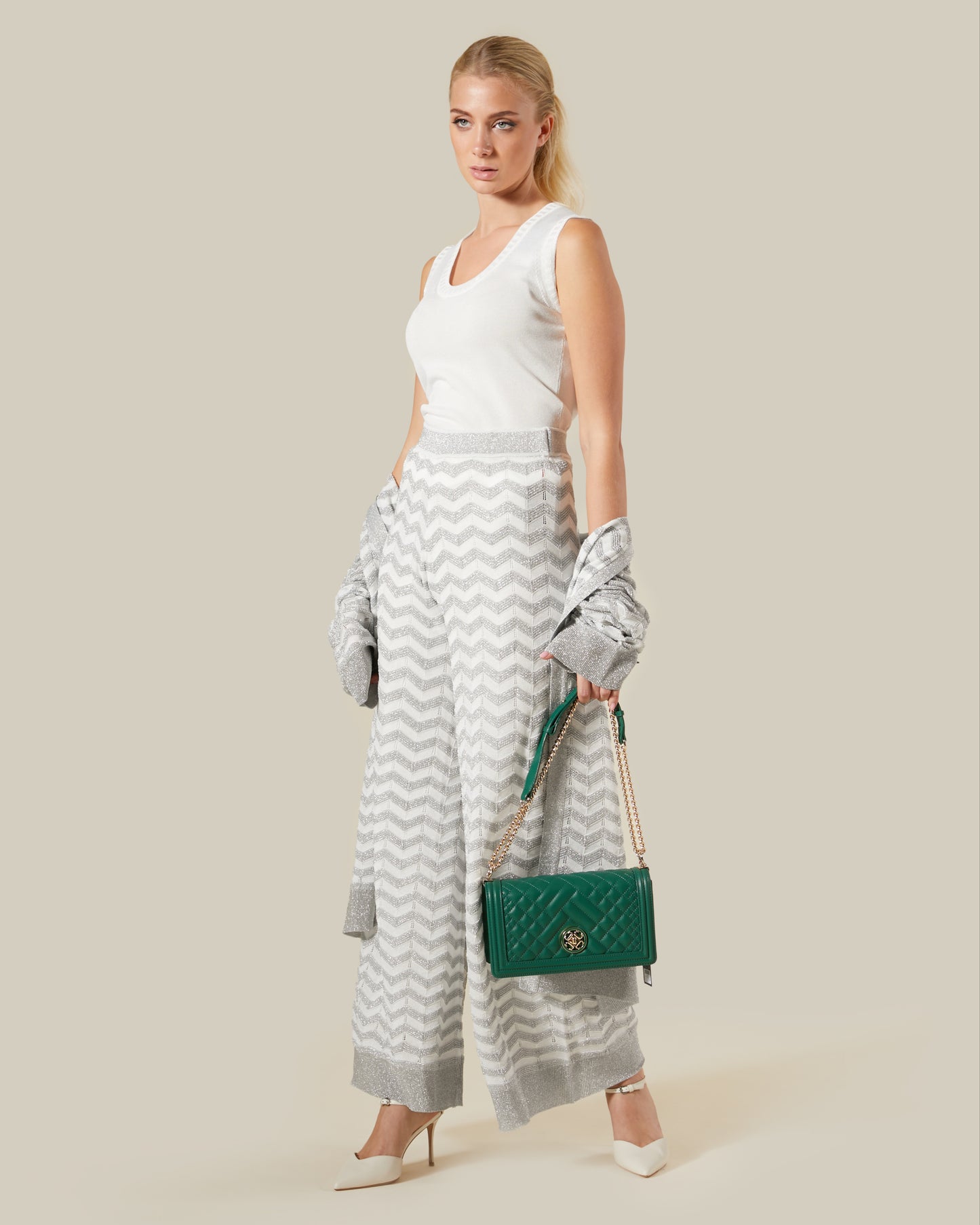 Zig-Zag Patterned Drawstring Pants