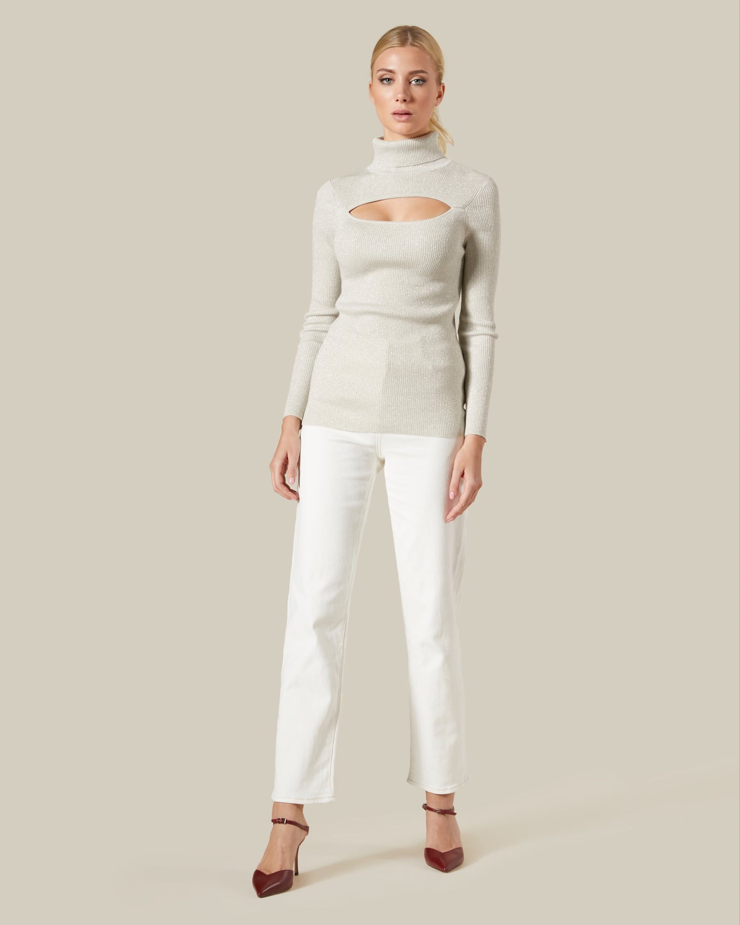 Ribbed Knit Cut-out Top