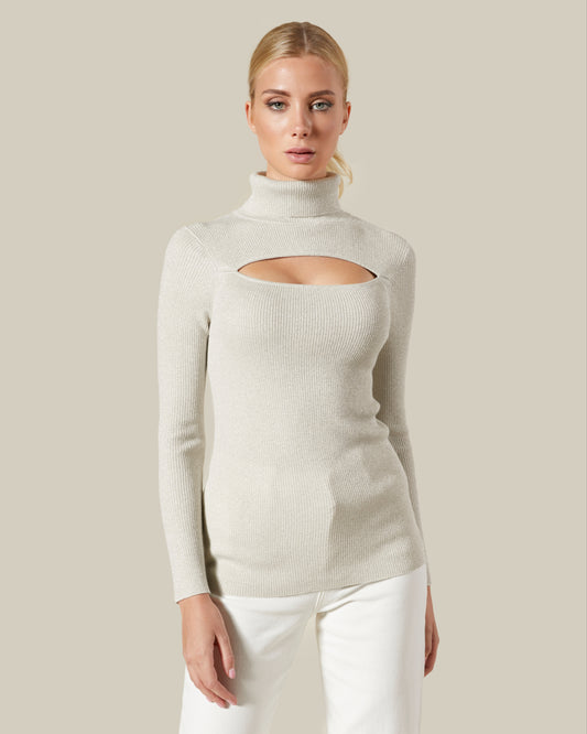 Ribbed Knit Cut-out Top