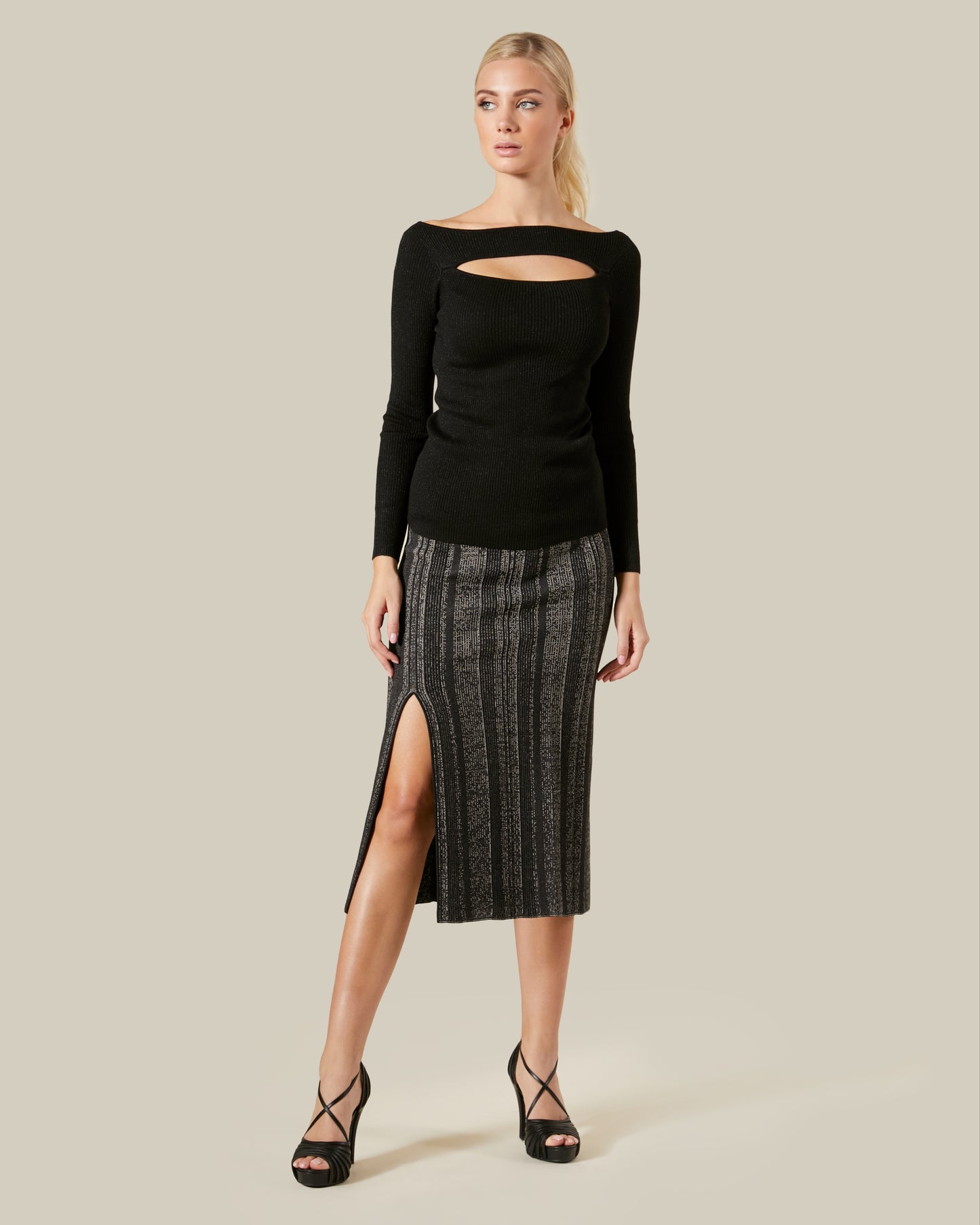 Ribbed Knit Cut-out Top