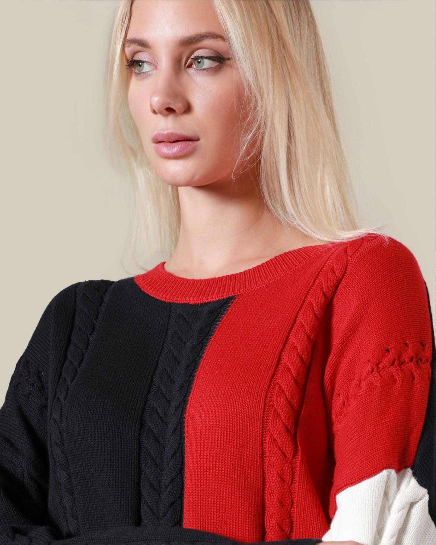 Color-blocked Ribbed Knit Sweater