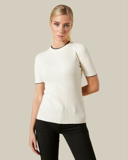Contrast Tipping Knitted Top