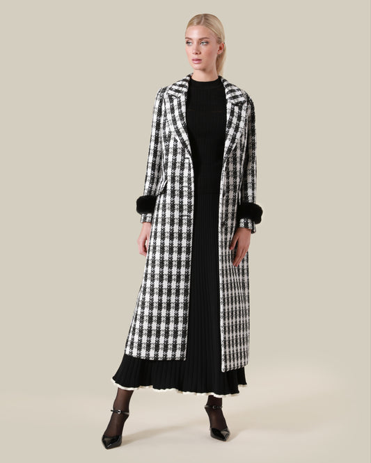 Houndstooth Double Breasted Coat