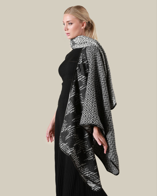Contrast Panelled Poncho