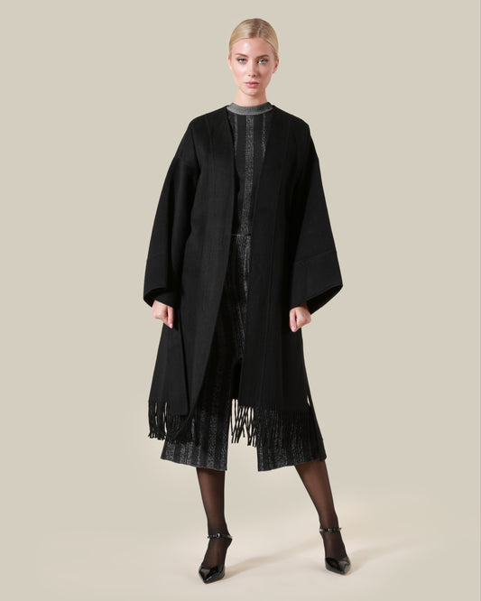 Fringed Wool Coat
