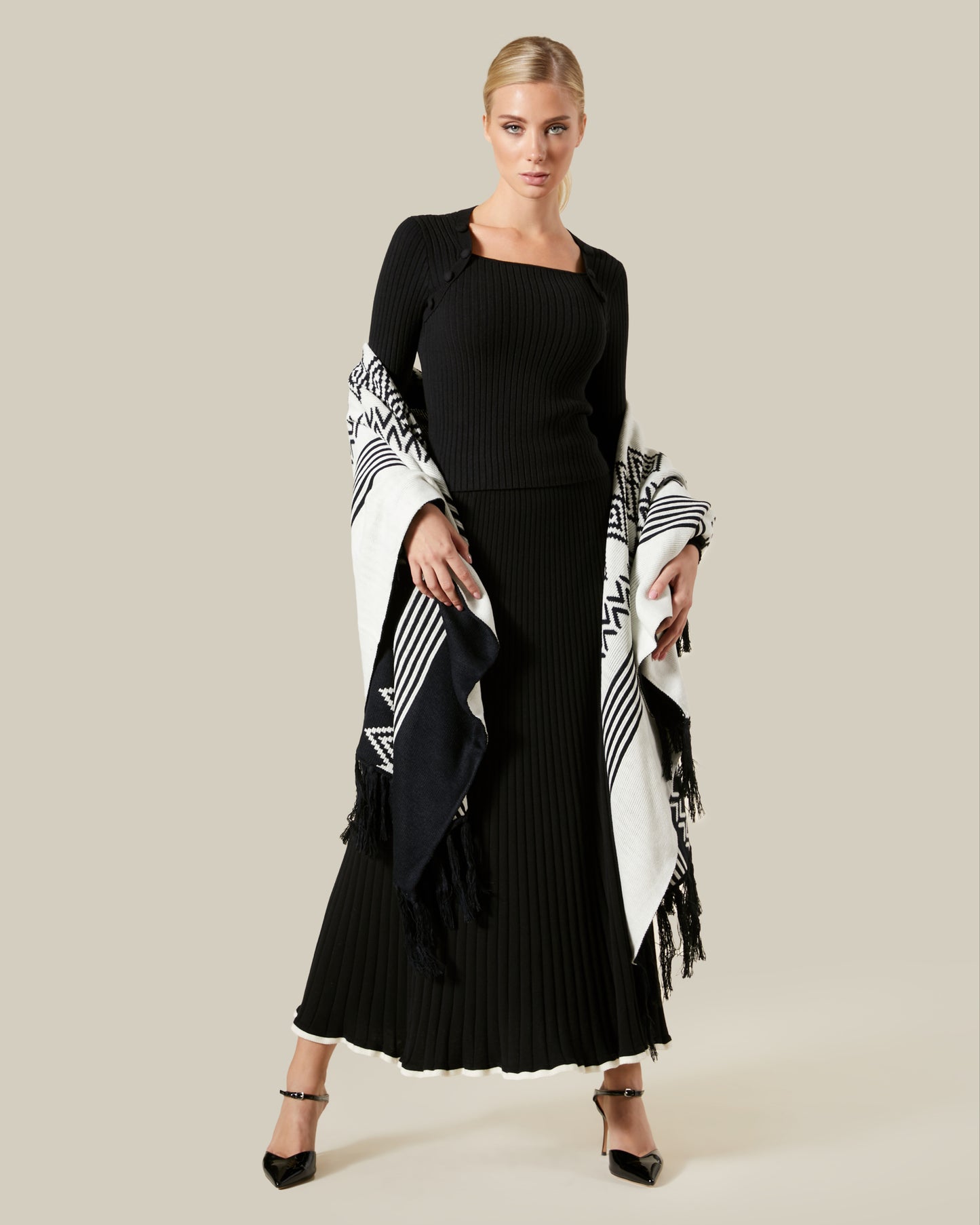 Ribbed Knit Square Neck Top