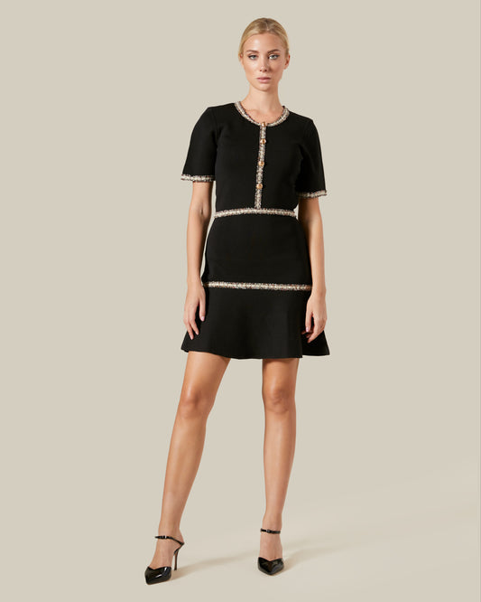 Tweed Trimmed Knitted Dress