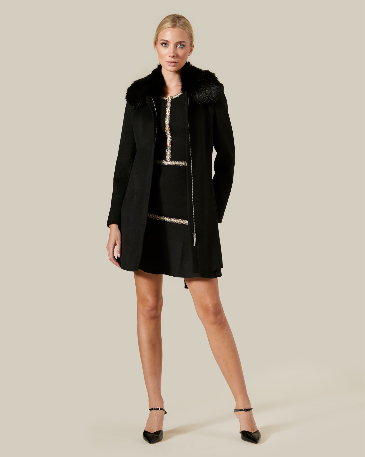Tweed Trimmed Knitted Dress