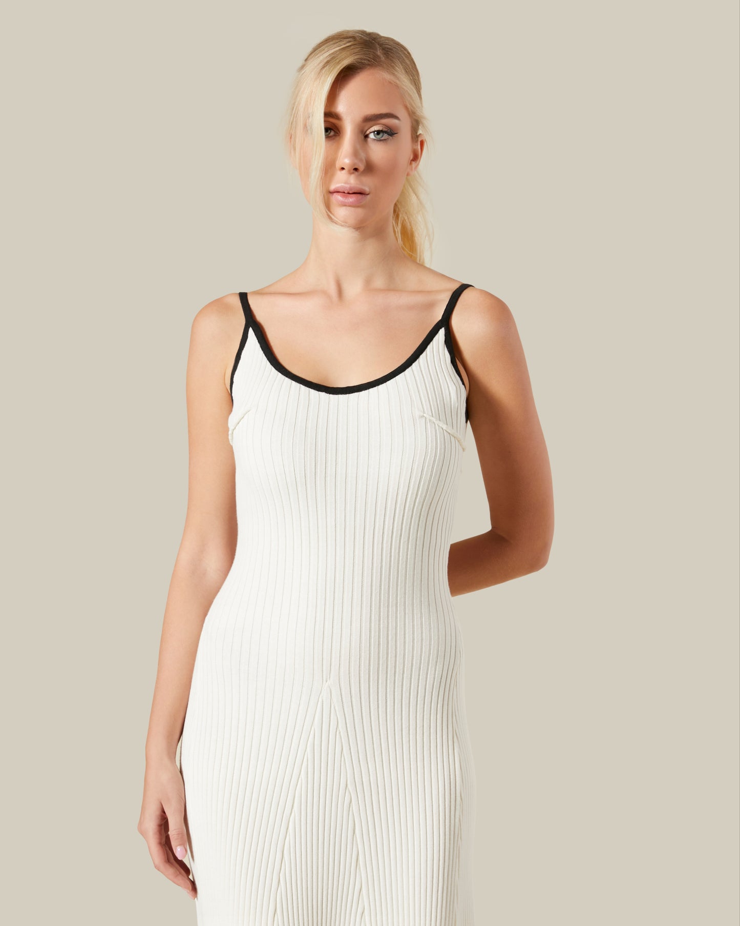 Contrast Tipping Knitted Dress