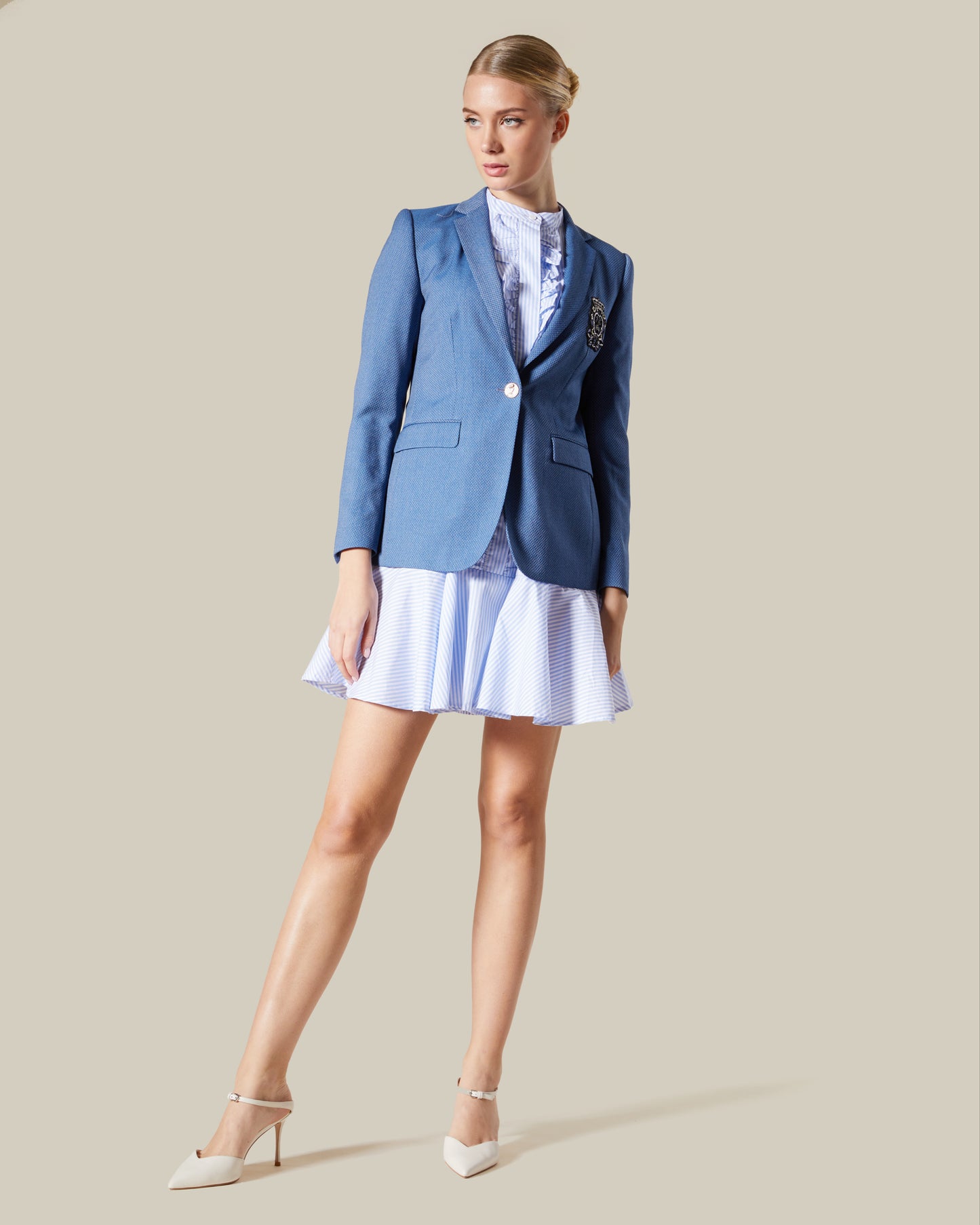 Single Button Patched Suit Jacket