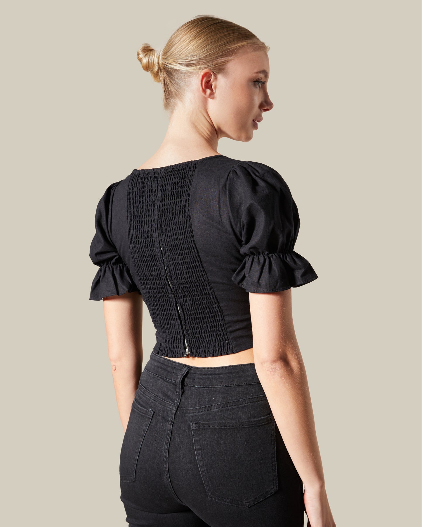 Crop Puffed Sleeve Top
