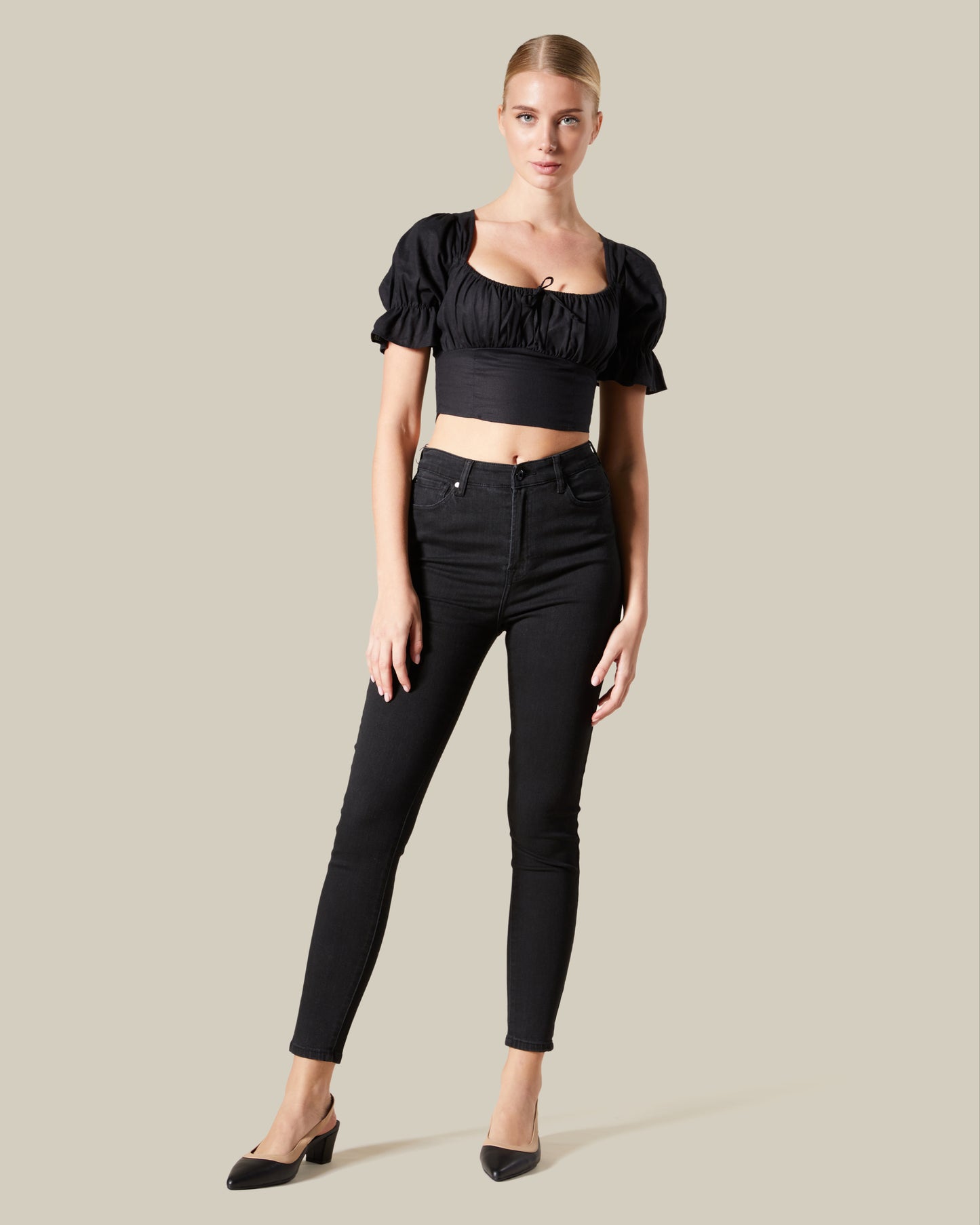 Crop Puffed Sleeve Top