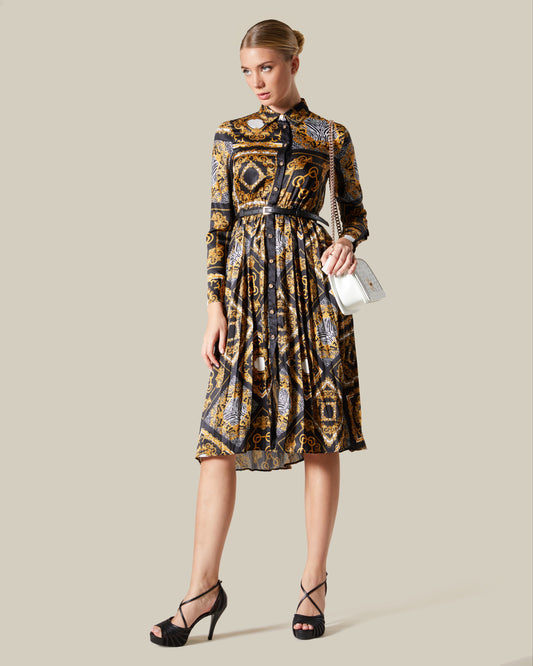 Patchwork Pleated Dress